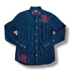 Vintage Fender DaVinci Men’s Size S Dragon Embroidered Western Shirt